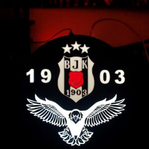 Beşiktaş BJK Işıklı Duvar Dekoru – 18x18 cm