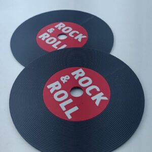 Rock & Roll Plak Bardak Altlığı (2’li Set) - Kırmızı